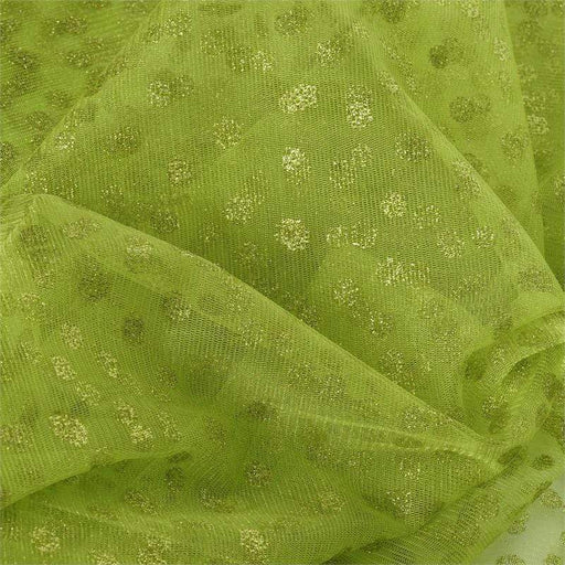 54" x 15 yards Glittered Polka Dot Tulle Fabric Bolt - Apple Green TUL_DOT54_004