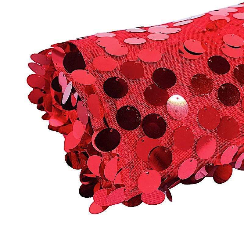 54" x 4 yards Mesh Fabric with Payette Sequins Fabric Bolt FAB_5471_RED