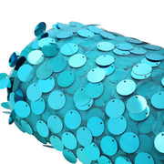 54" x 4 yards Mesh Fabric with Payette Sequins Fabric Bolt FAB_5471_TURQ