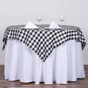54" x 54" Checkered Gingham Polyester Tablecloth - Black and White TAB_CHK5454_BLK