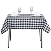 54" x 54" Checkered Gingham Polyester Tablecloth - Black and White TAB_CHK5454_BLK
