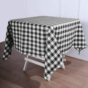 54" x 54" Checkered Gingham Polyester Tablecloth - Black and White TAB_CHK5454_BLK