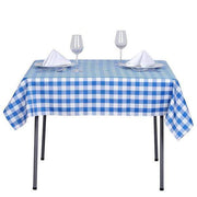 54" x 54" Checkered Gingham Polyester Tablecloth - Blue and White TAB_CHK5454_BLUE