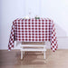 54" x 54" Checkered Gingham Polyester Tablecloth - Burgundy and White TAB_CHK5454_BURG