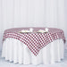 54" x 54" Checkered Gingham Polyester Tablecloth - Burgundy and White TAB_CHK5454_BURG
