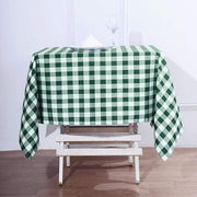 54" x 54" Checkered Gingham Polyester Tablecloth - Green and White TAB_CHK5454_GRN