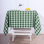 54" x 54" Checkered Gingham Polyester Tablecloth - Green and White TAB_CHK5454_GRN
