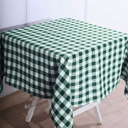 54" x 54" Checkered Gingham Polyester Tablecloth - Green and White TAB_CHK5454_GRN