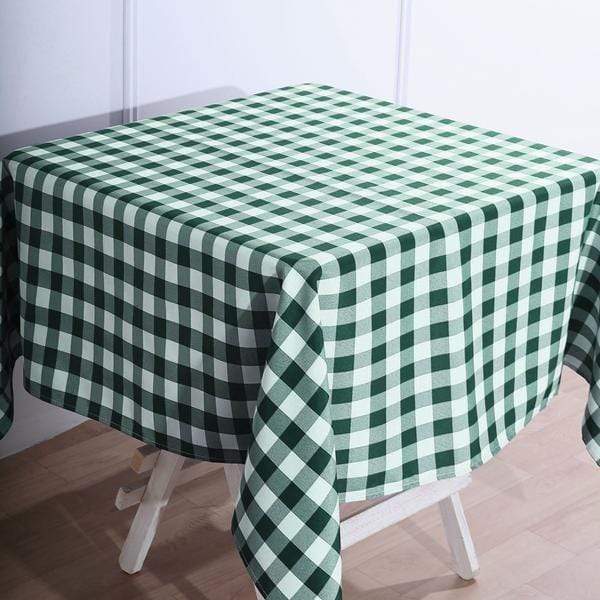 54" x 54" Checkered Gingham Polyester Tablecloth - Green and White TAB_CHK5454_GRN