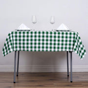 54" x 54" Checkered Gingham Polyester Tablecloth - Green and White TAB_CHK5454_GRN