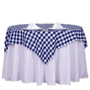54" x 54" Checkered Gingham Polyester Tablecloth - Navy Blue and White TAB_CHK5454_NAVY