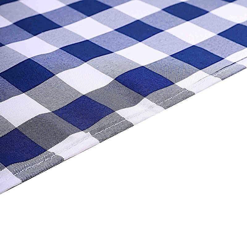 54" x 54" Checkered Gingham Polyester Tablecloth - Navy Blue and White TAB_CHK5454_NAVY