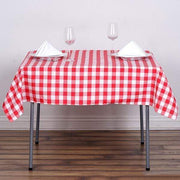 54" x 54" Checkered Gingham Polyester Tablecloth - Red and White TAB_CHK5454_RED