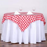 54" x 54" Checkered Gingham Polyester Tablecloth - Red and White TAB_CHK5454_RED