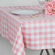54" x 54" Checkered Gingham Polyester Tablecloth - Rose Quartz Pink and White TAB_CHK5454_019