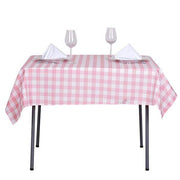 54" x 54" Checkered Gingham Polyester Tablecloth - Rose Quartz Pink and White TAB_CHK5454_019