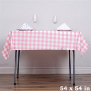 54" x 54" Checkered Gingham Polyester Tablecloth - Rose Quartz Pink and White TAB_CHK5454_019