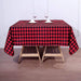 54" x 54" Checkered Gingham Polyester Tablecloth - Black and Red TAB_CHK5454_BLKRED