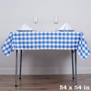 54" x 54" Checkered Gingham Polyester Tablecloth - Blue and White TAB_CHK5454_BLUE