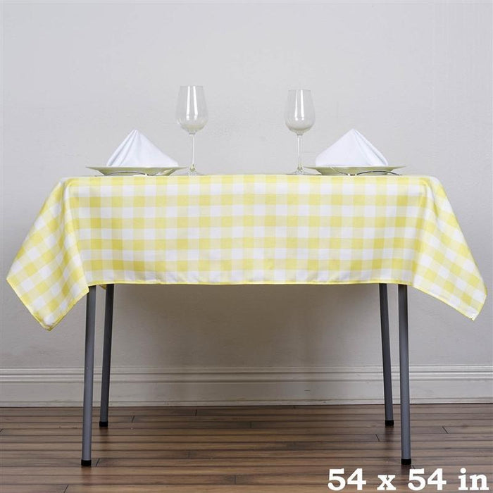 54" x 54" Checkered Gingham Polyester Tablecloth TAB_CHK5454_YEL