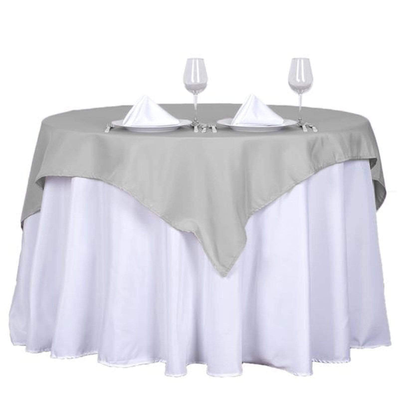 54" x 54" Polyester Square Tablecloth - Silver Light Gray TAB_SQUR_54_SILV_POLY