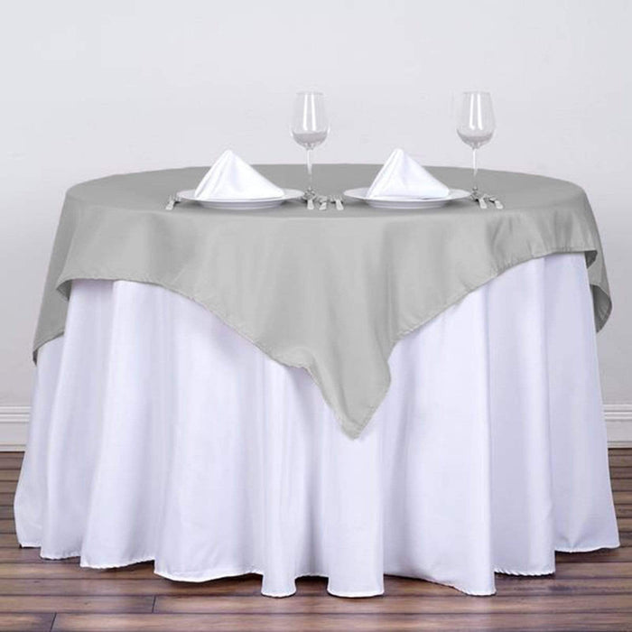 54" x 54" Polyester Square Tablecloth - Silver Light Gray TAB_SQUR_54_SILV_POLY