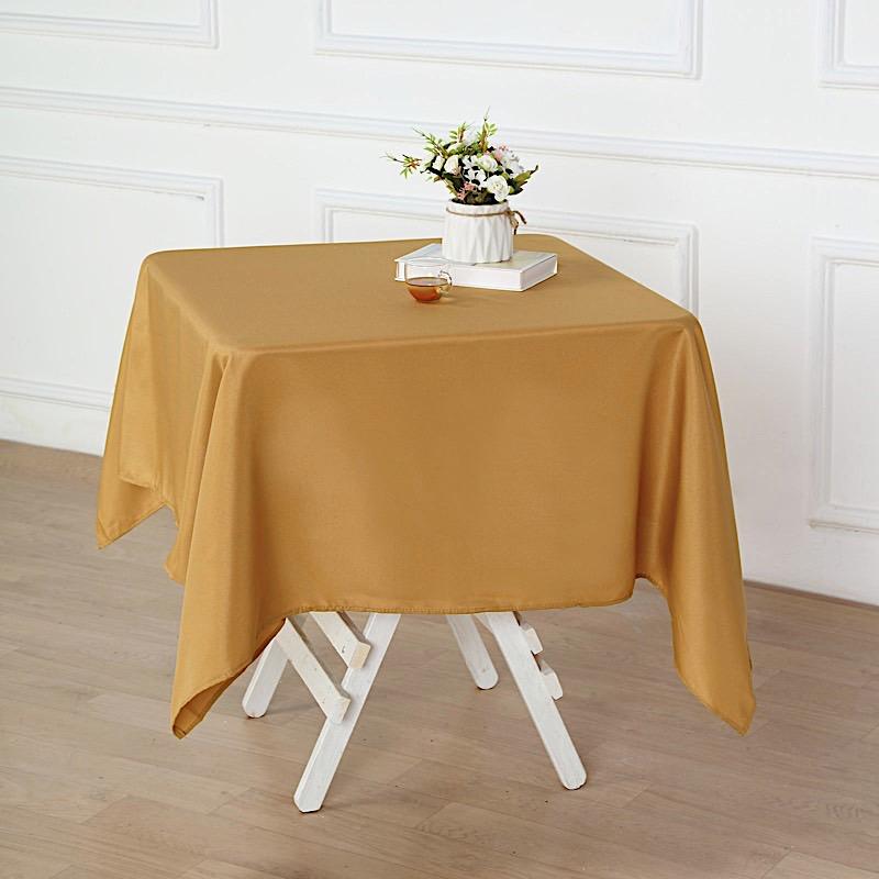 54" x 54" Polyester Square Tablecloth - Gold TAB_SQUR_54_GOLD_POLY