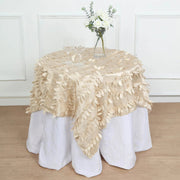 54" x 54" Taffeta Square Tablecloth with 3D Leaves Petals Design