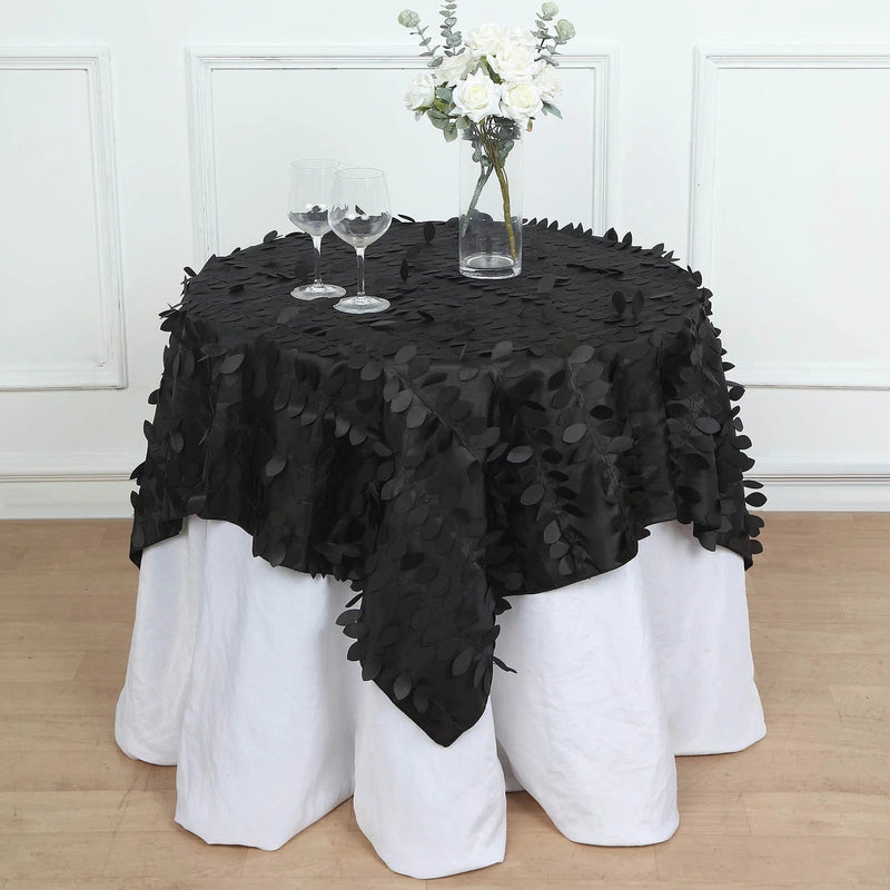 54" x 54" Taffeta Square Tablecloth with 3D Leaves Petals Design