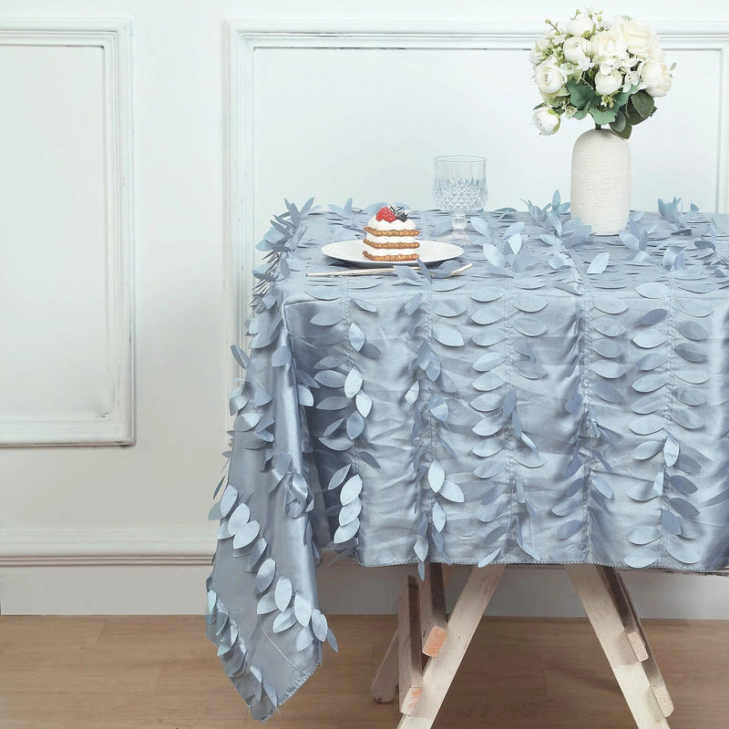 54" x 54" Taffeta Square Tablecloth with 3D Leaves Petals Design