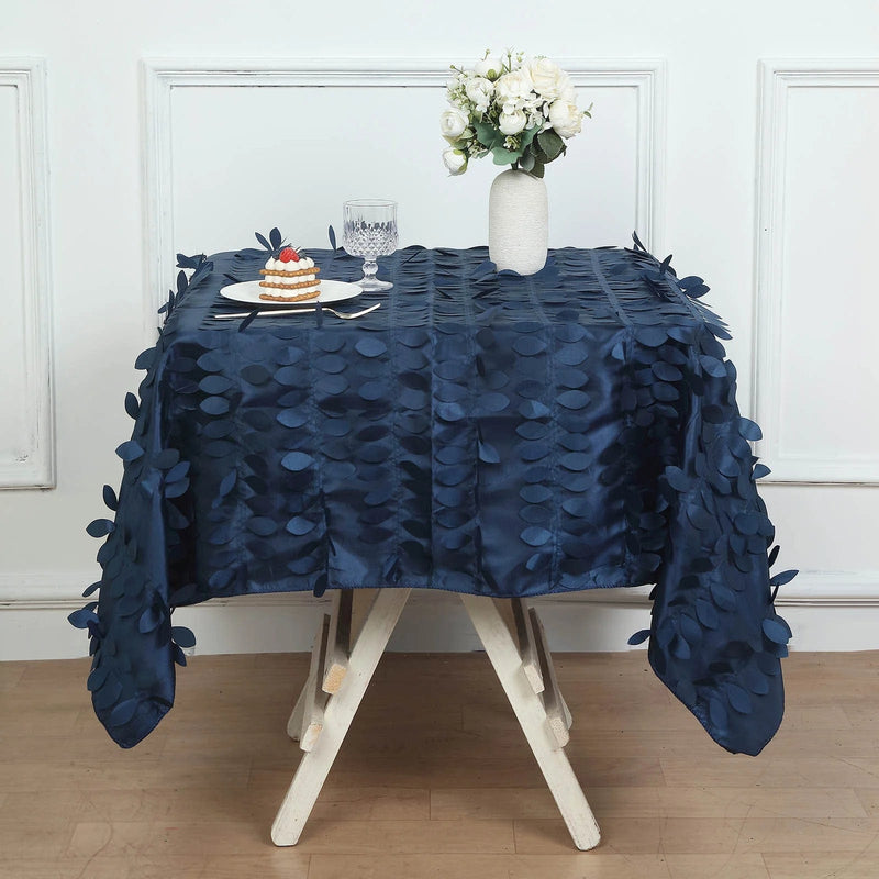 54" x 54" Taffeta Square Tablecloth with 3D Leaves Petals Design