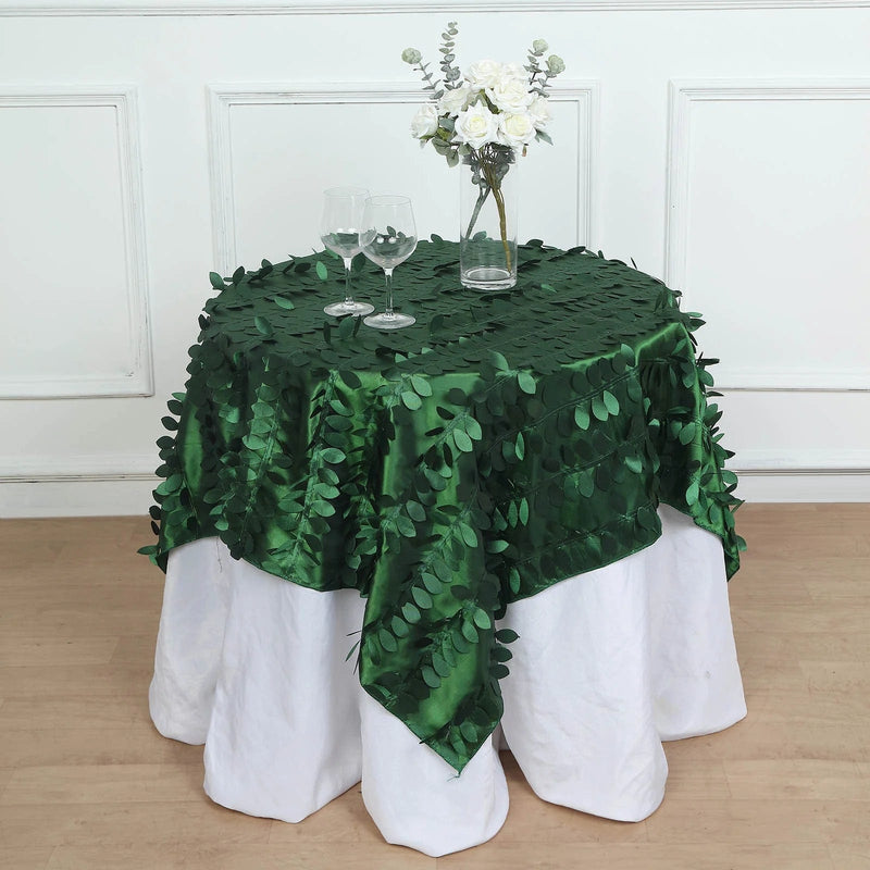 54" x 54" Taffeta Square Tablecloth with 3D Leaves Petals Design