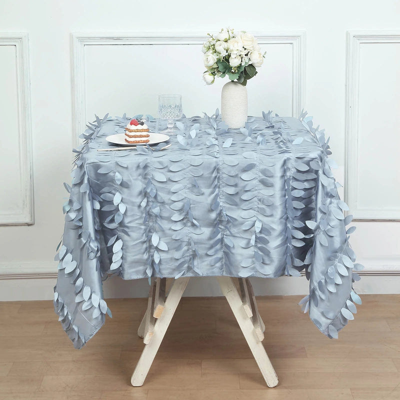 54" x 54" Taffeta Square Tablecloth with 3D Leaves Petals Design