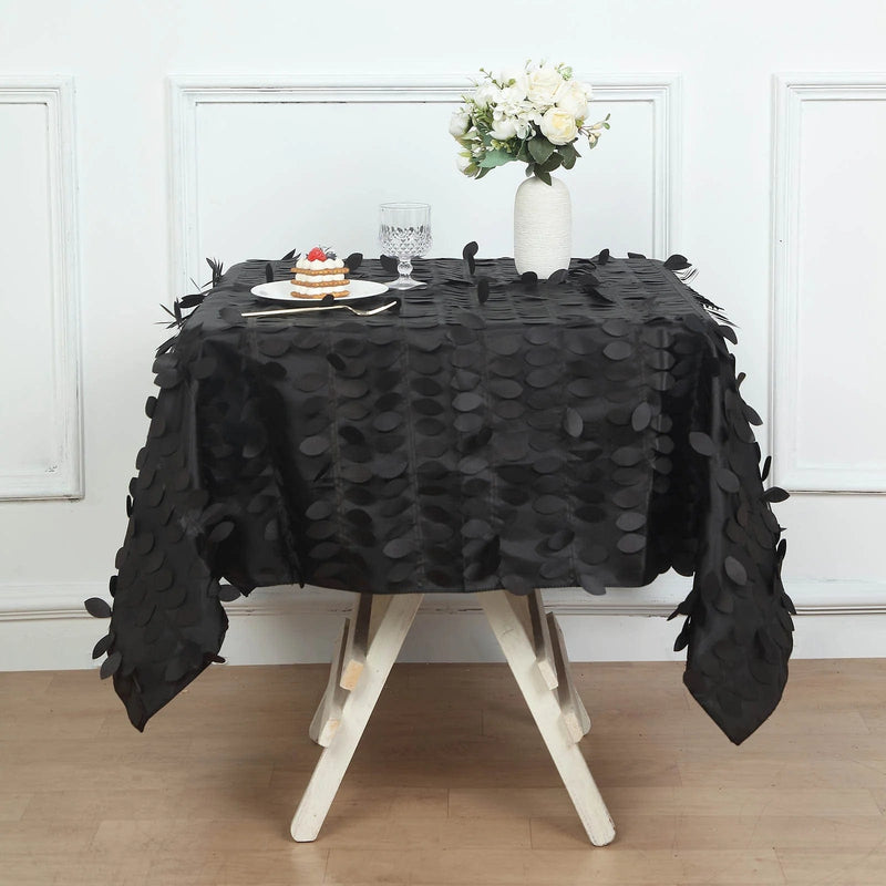 54" x 54" Taffeta Square Tablecloth with 3D Leaves Petals Design