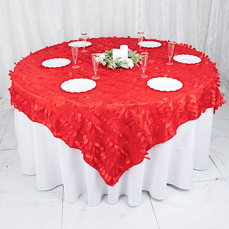 54" x 54" Taffeta Square Tablecloth with 3D Leaves Petals Design