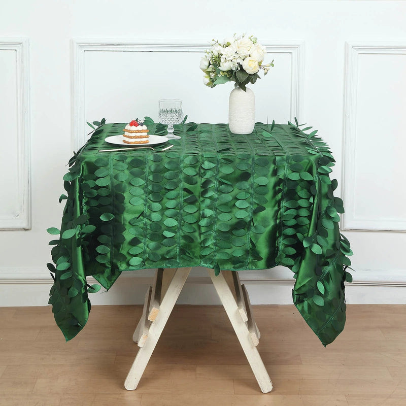 54" x 54" Taffeta Square Tablecloth with 3D Leaves Petals Design
