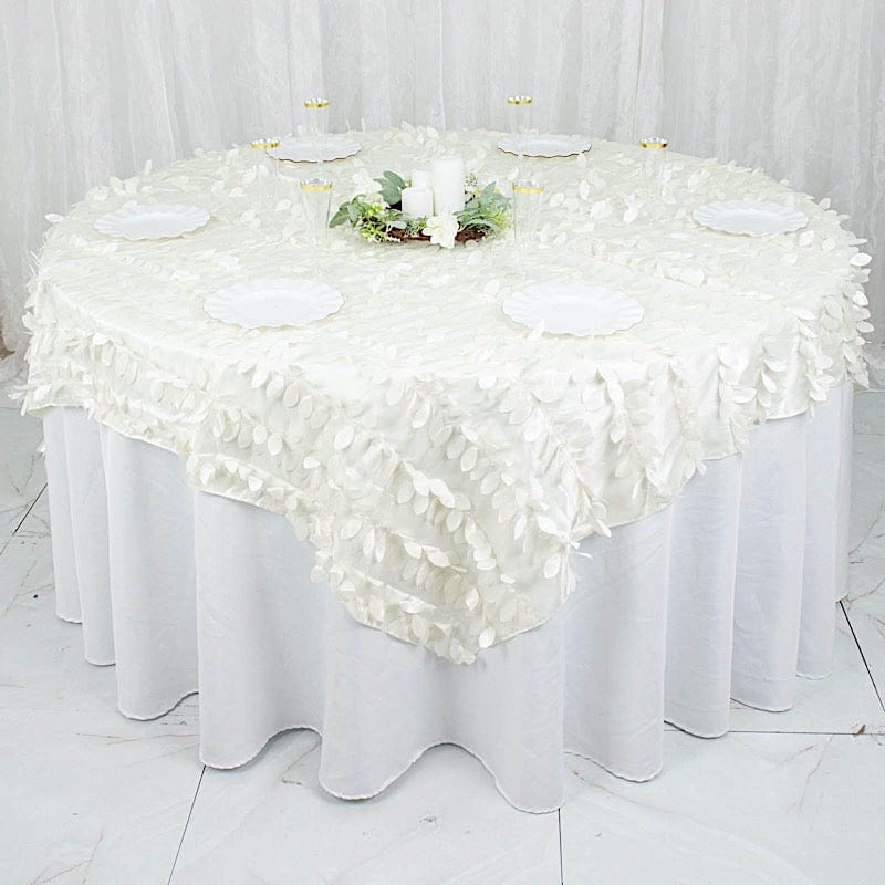 54" x 54" Taffeta Square Tablecloth with 3D Leaves Petals Design