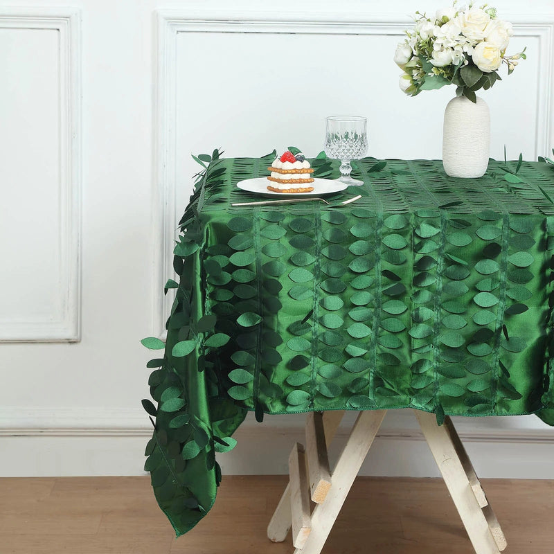 54" x 54" Taffeta Square Tablecloth with 3D Leaves Petals Design