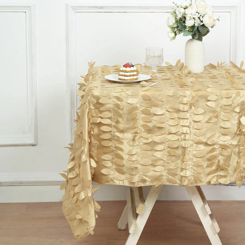 54" x 54" Taffeta Square Tablecloth with 3D Leaves Petals Design