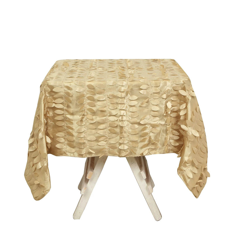 54" x 54" Taffeta Square Tablecloth with 3D Leaves Petals Design