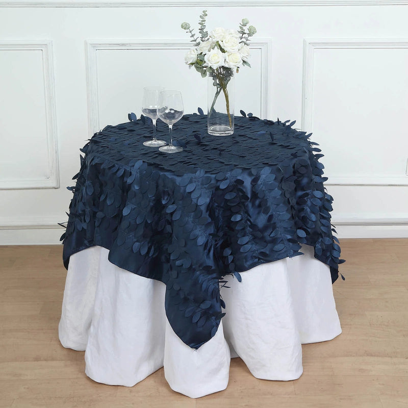 54" x 54" Taffeta Square Tablecloth with 3D Leaves Petals Design