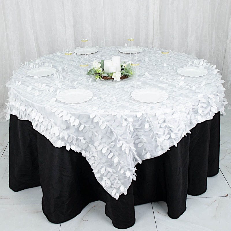 54" x 54" Taffeta Square Tablecloth with 3D Leaves Petals Design