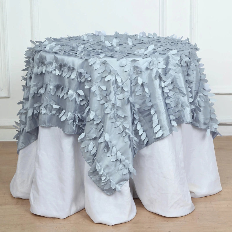 54" x 54" Taffeta Square Tablecloth with 3D Leaves Petals Design