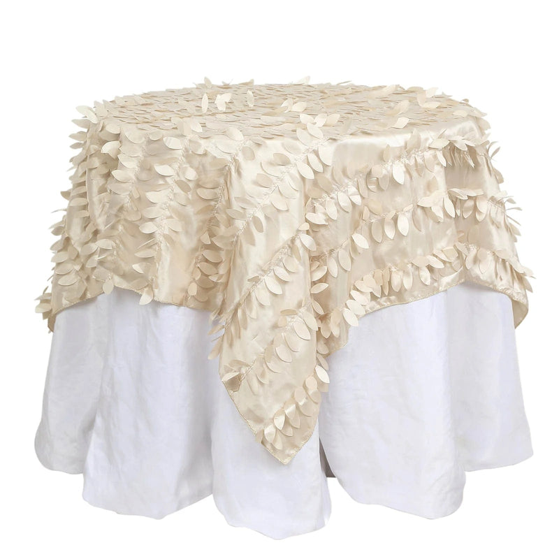 54" x 54" Taffeta Square Tablecloth with 3D Leaves Petals Design TAB_LEAF_5454_081