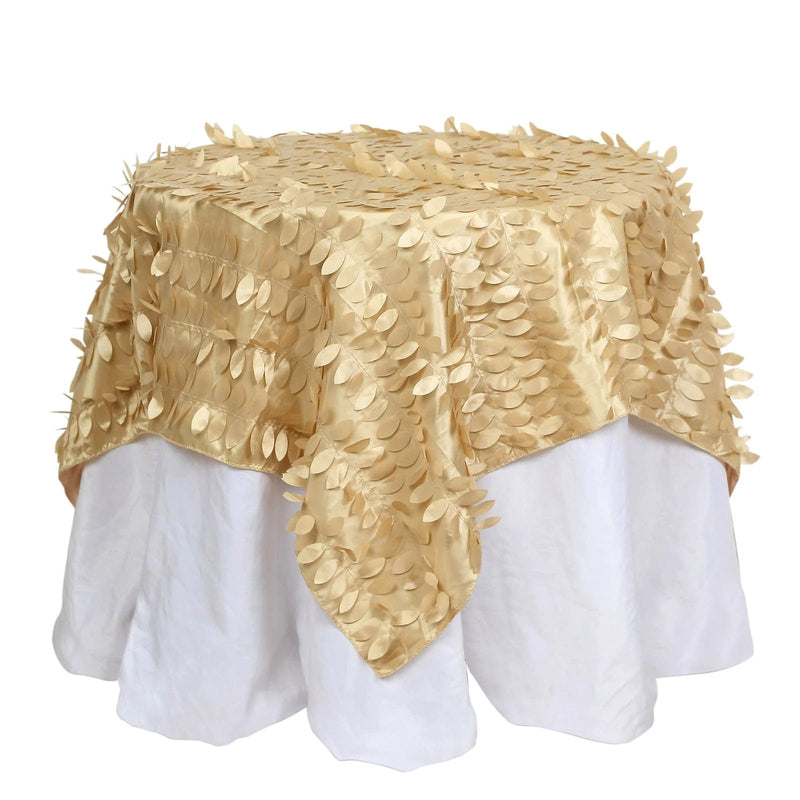 54" x 54" Taffeta Square Tablecloth with 3D Leaves Petals Design TAB_LEAF_5454_CHMP