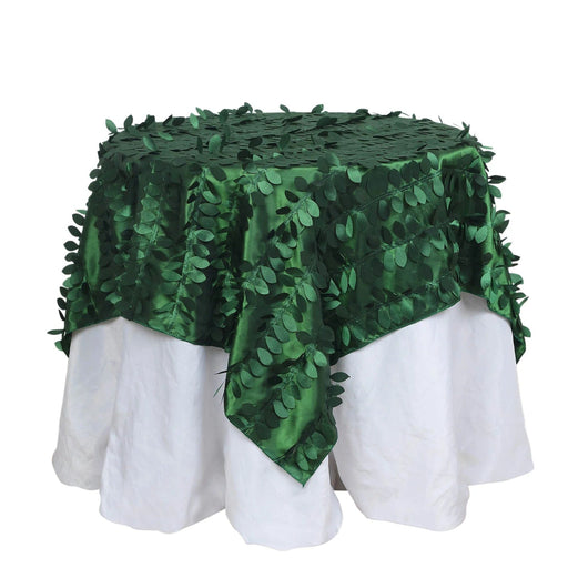 54" x 54" Taffeta Square Tablecloth with 3D Leaves Petals Design TAB_LEAF_5454_GRN