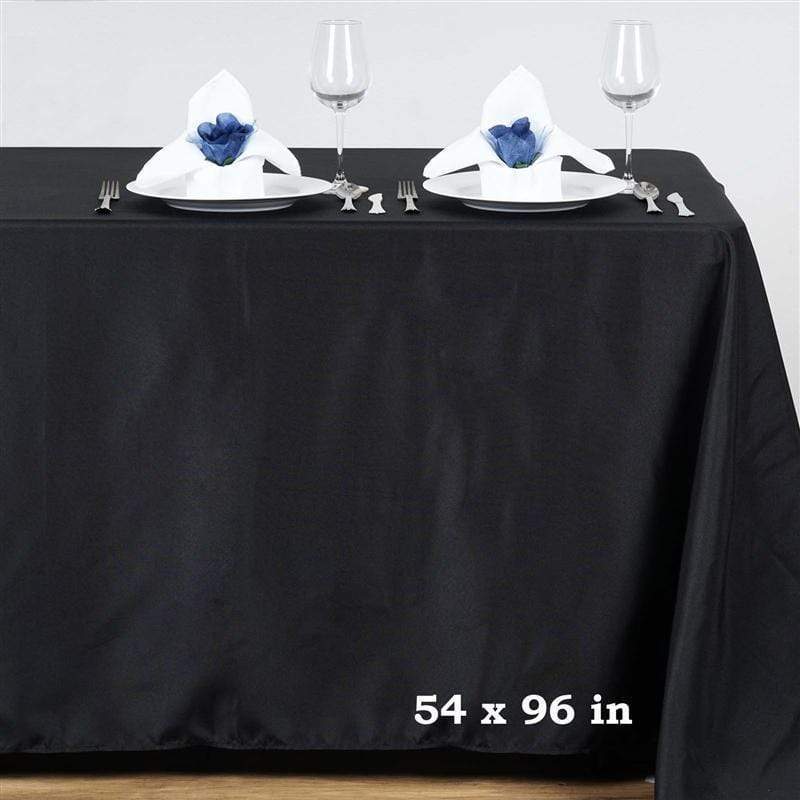 54" x 96" Polyester Rectangular Tablecloth - Black TAB_5496_BLK_POLY