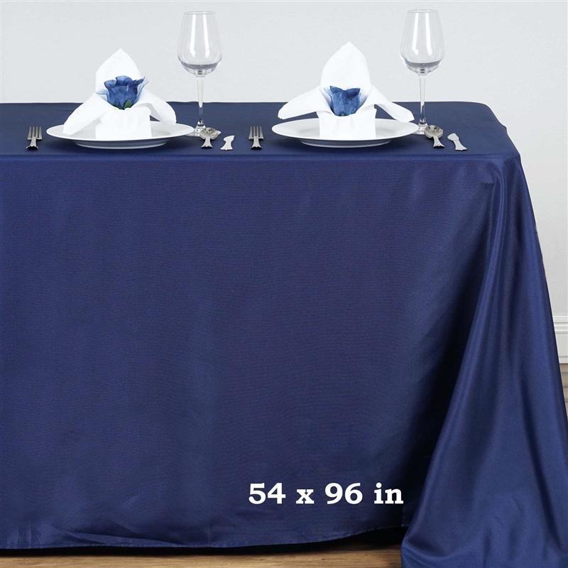 54" x 96" Polyester Rectangular Tablecloth - Navy Blue TAB_5496_NAVY_POLY