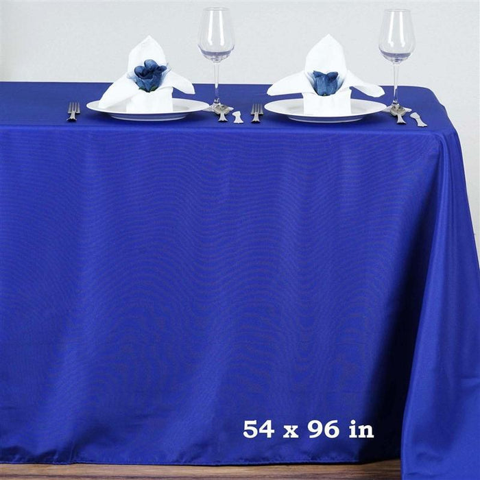 54" x 96" Polyester Rectangular Tablecloth - Royal Blue TAB_5496_ROY_POLY