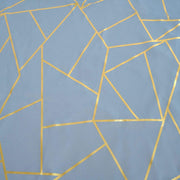 54"x54" Polyester Square Table Overlay with Metallic Geometric Pattern - Dusty Blue with Gold TAB_FOIL_5454_086_G